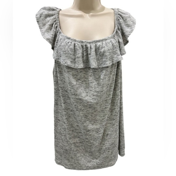Torrid Heathered Gray Ribbed Ruffle Boho Off The Shoulder Top Jersey Knit - Picture 1 of 4
